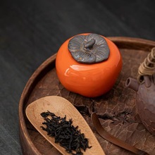 陶瓷创意个性柿子茶叶罐密封罐家用普洱茶防潮茶罐储茶罐可定LOGO