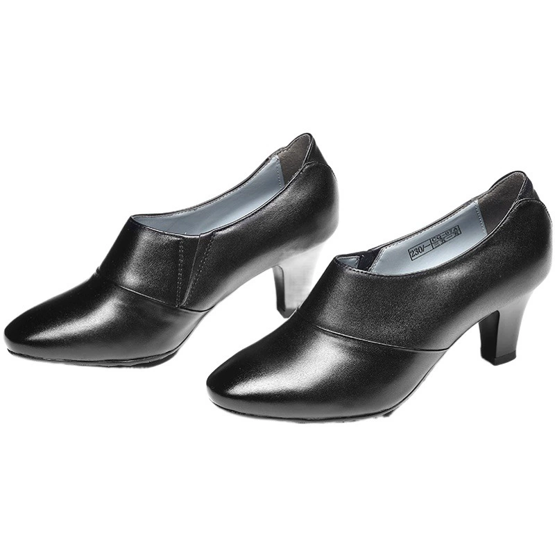 Jihua 3515 прочная Летняя женская обувь из натуральной кожи, дышащая OL, профессиональная рабочая формальная одежда, черная кожаная обувь на высоком каблуке для женщин