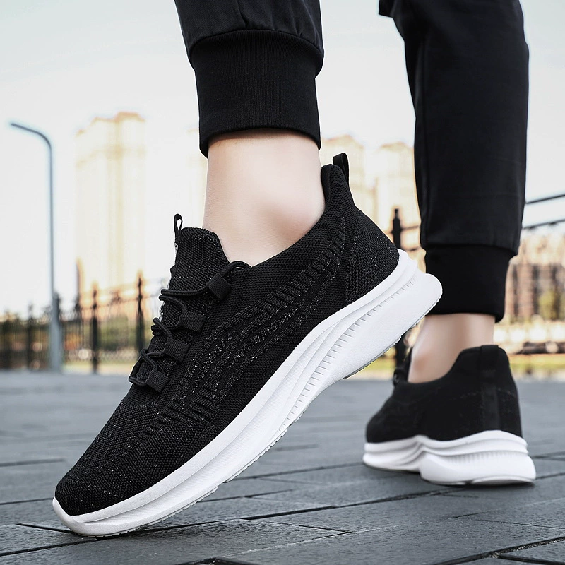 Модная прогулочная обувь Four Seasons для отдыха и путешествий, нескользящая обувь для мам с мягким дном, летающие тканые дышащие кроссовки для пар среднего и пожилого возраста