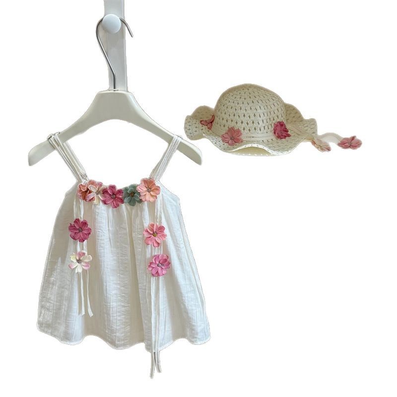 [Qichibaby] vacaciones románticas viento2025 niñas flores vestidos de cinturón vestido de princesa de estilo occidental