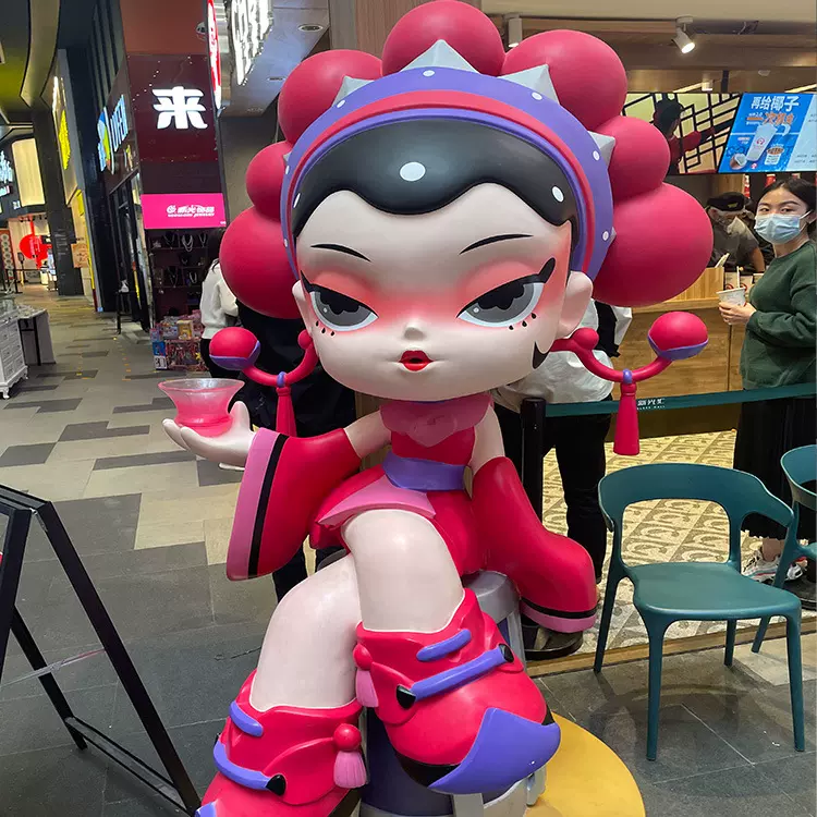 店铺国潮游戏卡通人物玻璃钢雕塑创意动物园林景观陈列网红打卡