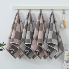 Bulk New Cotton Creative Little Bear Grid Absorbent Face Towel Home Commercial Gift Adult Face Towel