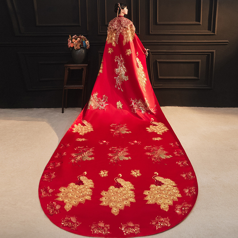 Xiuhe Clothing Cloak 8160 New Bride Wedding Chinese Wedding Long Trailing Phoenix Crown Rank Large Cloak Long Cloak Xiuhe Clothing Cloak 8160 New Bride Wedding Chinese Wedding Long Trailing Phoenix Crown Rank Large Cloak Long Cloak