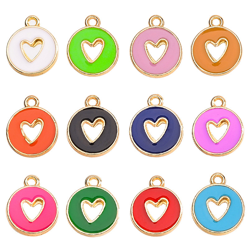 20 PCS/Package 12 * 14mm Alloy Multicolor Peach Heart Shape Pendant DIY Jewelry Accessories Bracelets Necklace display picture 1