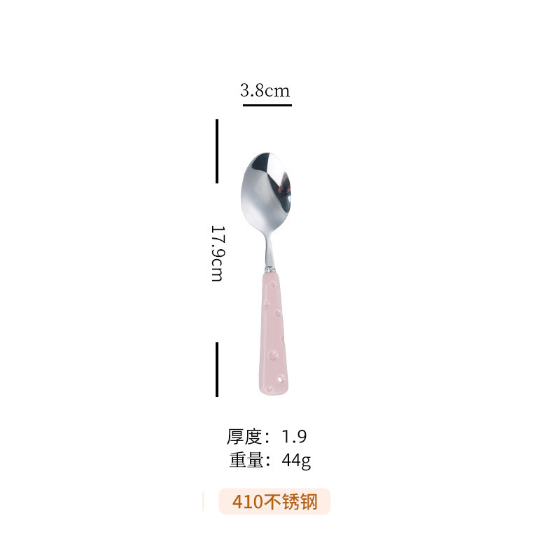 304ステンレスナイフフォークスプーン4点セット高颜値チーズ柄洋食食器家庭用ステーキナイフフォークデザートスプーン|undefined