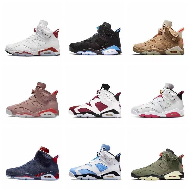 Putian Shoes Aj6 High-Top Bugs Bunny Carmine North Carolina Blue Army Green Air-Cushion Shoes Men's and Women's Sports Basketball Shoes Batch