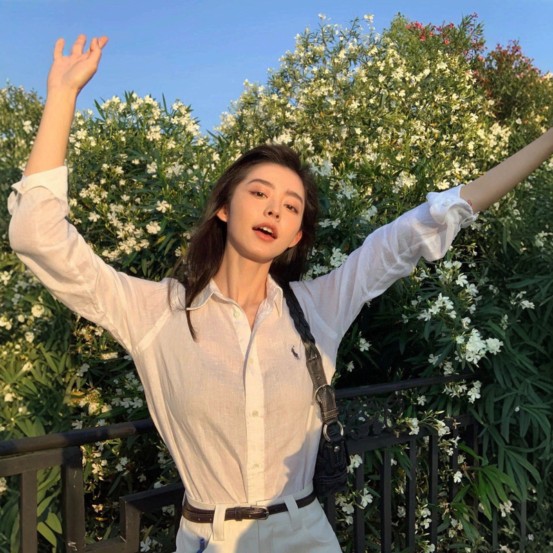 [Original Label with Qr Code] Ralph Lauren Shirt, 100% Linen, Pony Logo Embroidery, Polo, Popular Model for Women