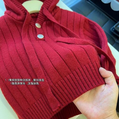 Santa Claus Red Hooded Children's Sweater Autumn and Winter New Warm Outerwear for Boys and Girls Knitted Top for Babies