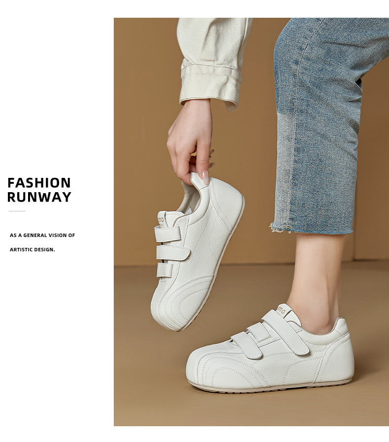 Baskets femme à scratch blanches chaussures casual polyvalentes_voghion.com