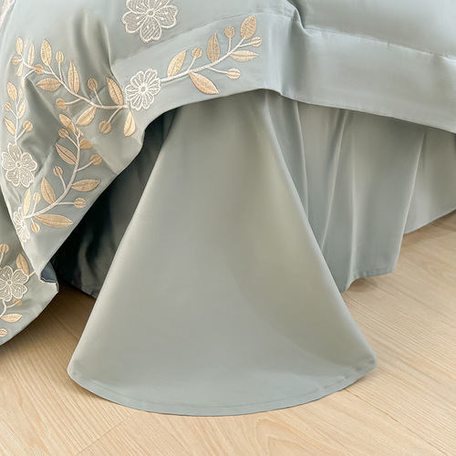 Light luxury 100-count long-staple cotton four-piece set of high-end pure cotton sheets and duvet covers, cotton embroidered four-season bedding 4