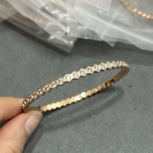 小众珠宝工艺V金镀咪金 时尚闪耀爆款蜂窝巢手镶满钻高端奢华手镯