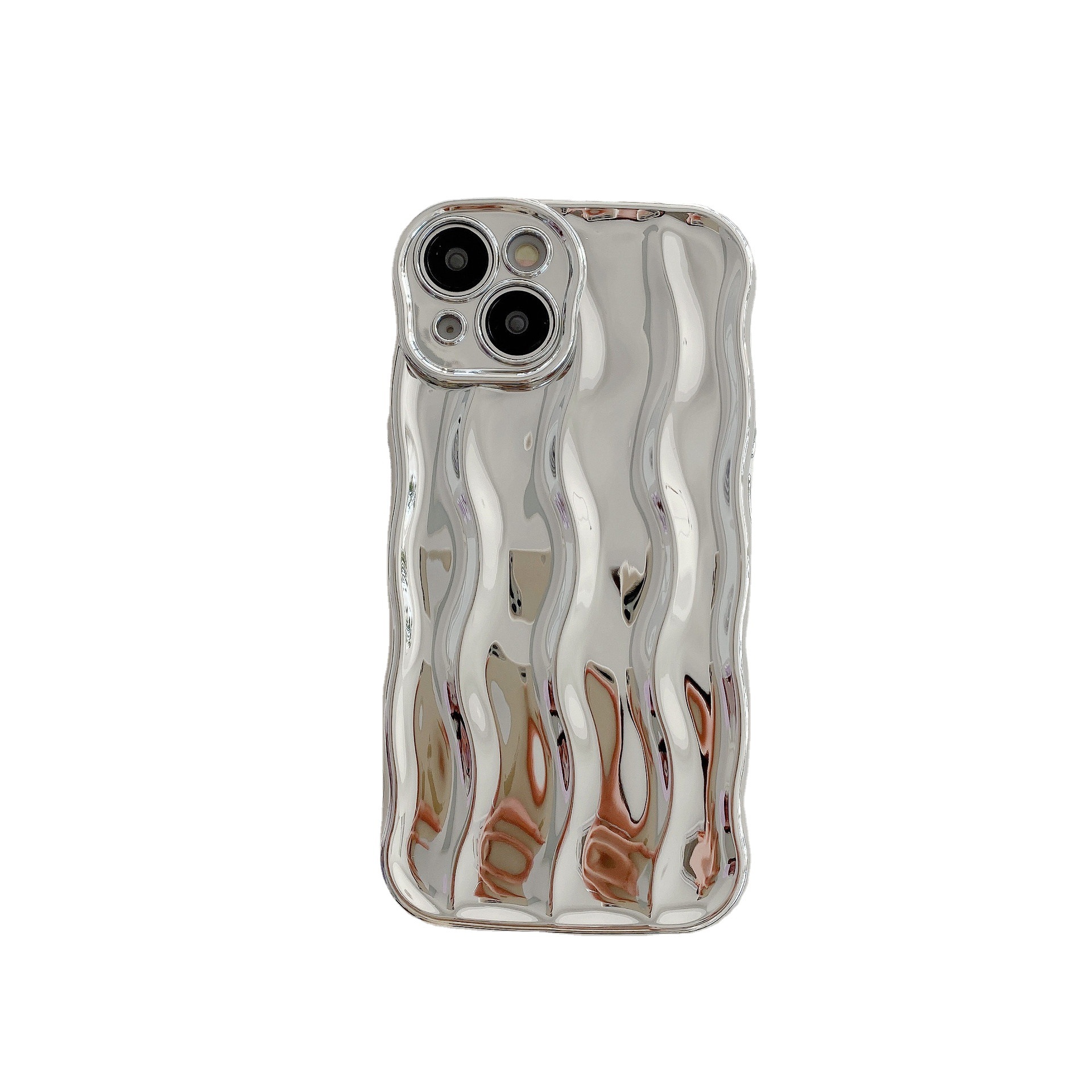 Electroplated water ripple suitable for iPhone 13 phone case, solid color Apple 15 promax, new 14 women 12, high-end_voghion.com