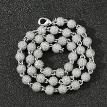 欧美项链跨境饰品8mm圆珠项链颈链锁骨链满锆石男女款个性嘻项链