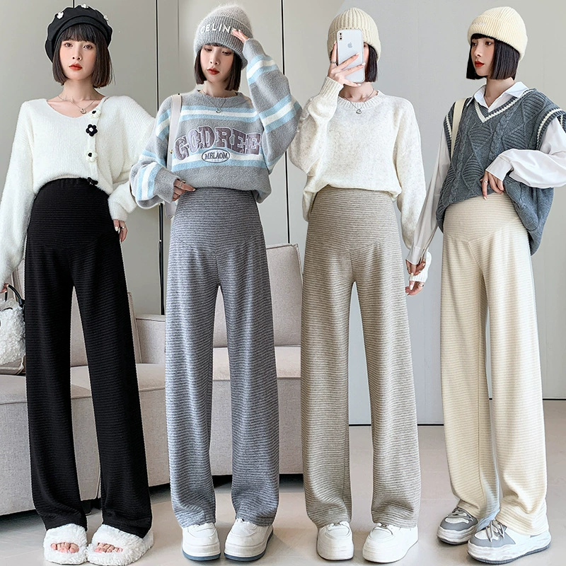 孕妇 Knitted autumn trousers for leisure, loose straight fit, 2023 collection