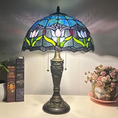 Hsbcティファニー電気スタンド卸売り創意カラーガラス田園寝室ベッドサイドランプ樹脂シンプル芸術電気スタンド
