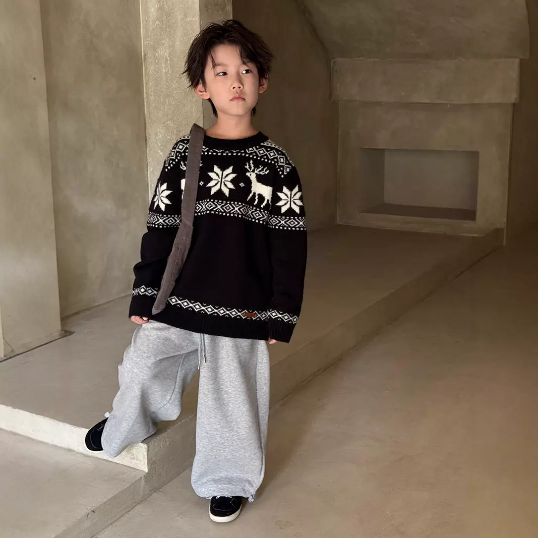 童装男童毛衣秋冬款2025新款儿童软糯针织衫名族风中小童打底衫潮