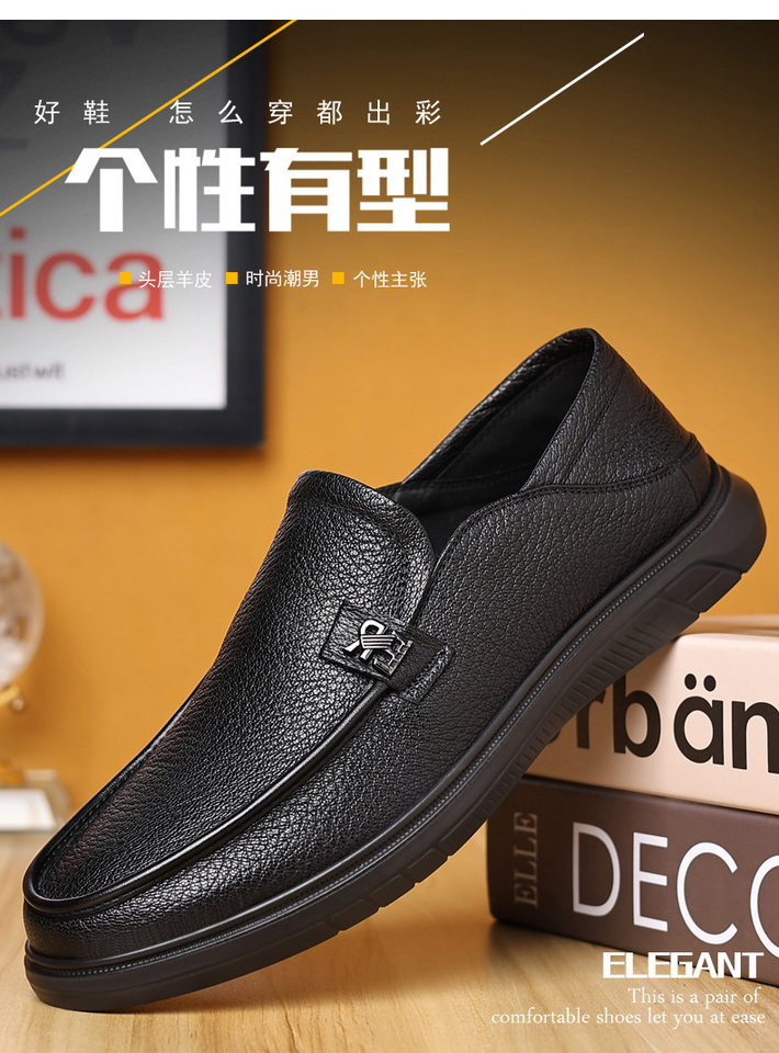 Giày lười nam da cừu mềm kiểu mới, giày slip-on đế bệt mũi tròn thoáng khí — Màu đen chi tiết 6