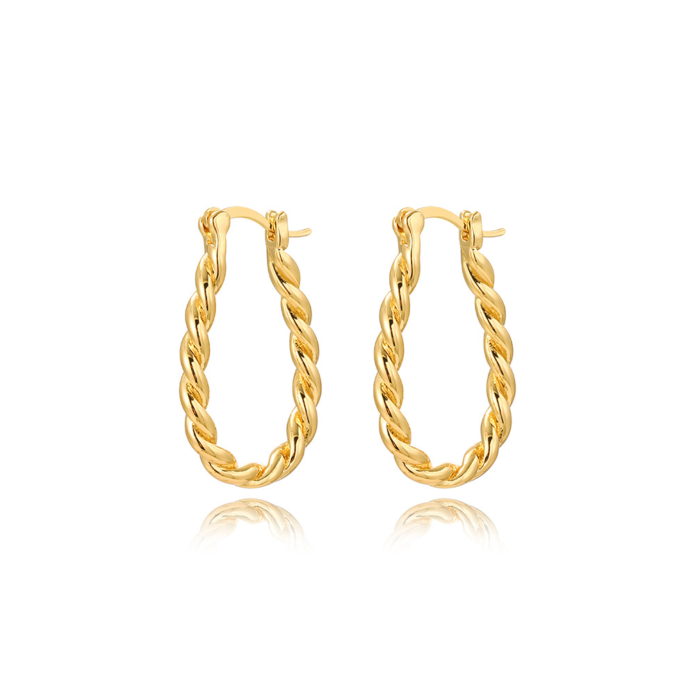 18K Gold Plated Plating 1 Pair Retro Lady U Shape Heart Shape Twist Plating Copper 18k Gold Plated Earrings