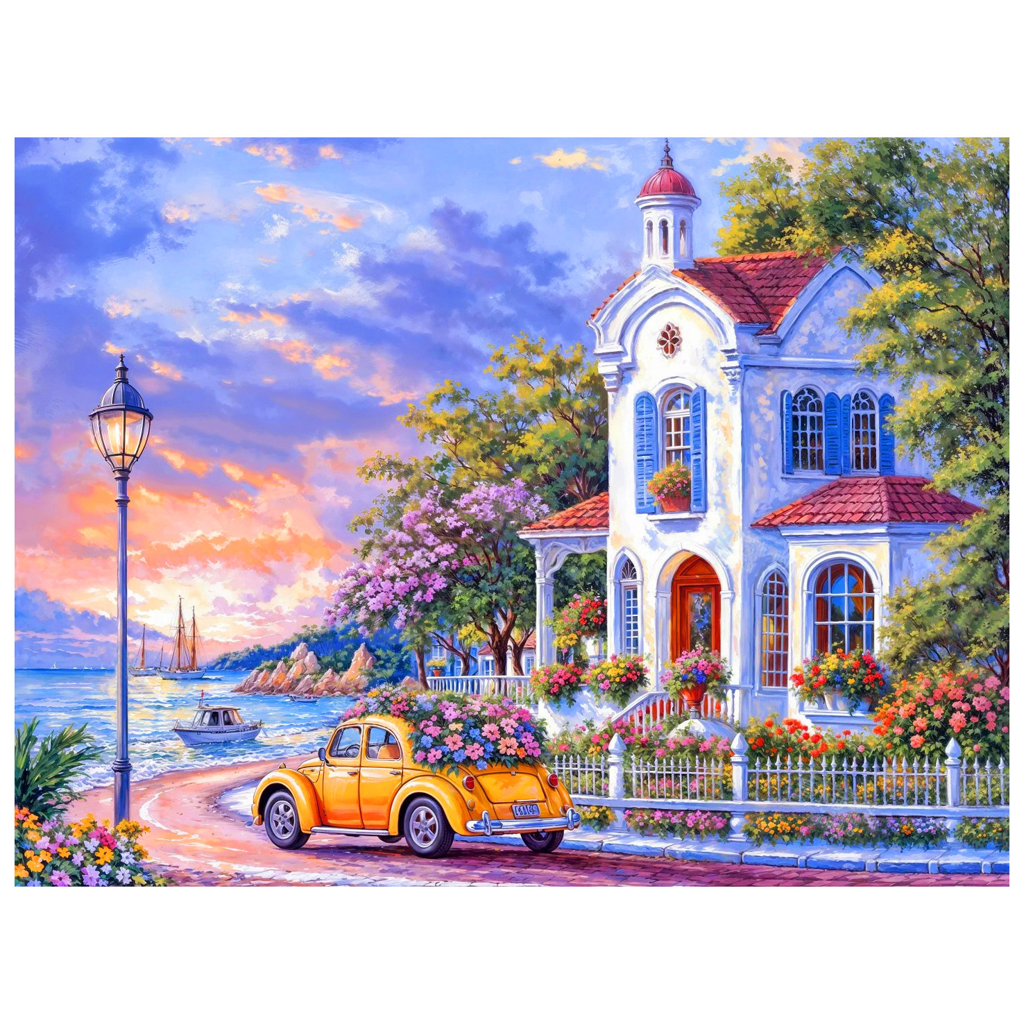 Diamante 5D dibujo de paisaje lleno de diamante cómic cabina bordado de diamantes diy redondo bordado de diamantes dibujo de diamantes a mano decoración para el hogar