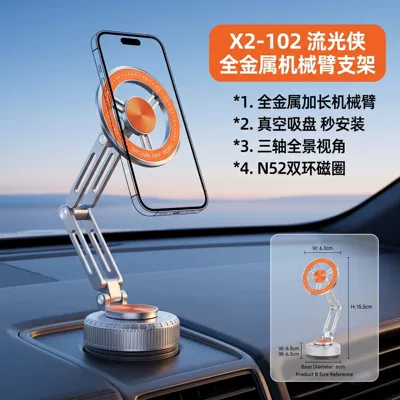 Car phone holder car magnetic mount, foldable - x2-102rotating-70-off-stack-sunset-orangenano-adhesive-vacuum-suction-2-in-1-360-rotation-alloy-material-wider-angle