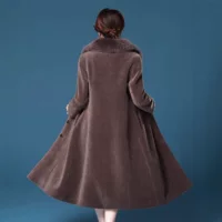 Пальто для среднего и пожилого возраста, бархатное пальто из овечьей шерсти с частицами, меховое платье средней длины с воротником из натуральной лисьей шерсти
