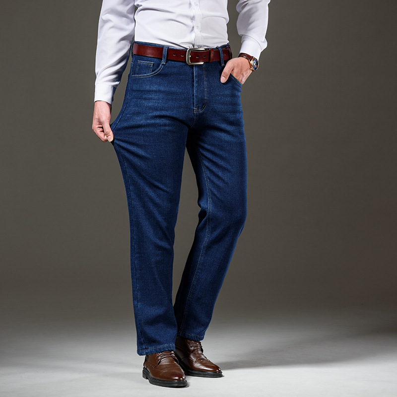 Vaqueros para hombre modelos de otoño e invierno pantalones casuales de hombre de negocios rectos sueltos invierno