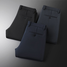 男士休闲大码商务西裤弹力春秋款纯色百搭直筒小西裤黑色长裤子男