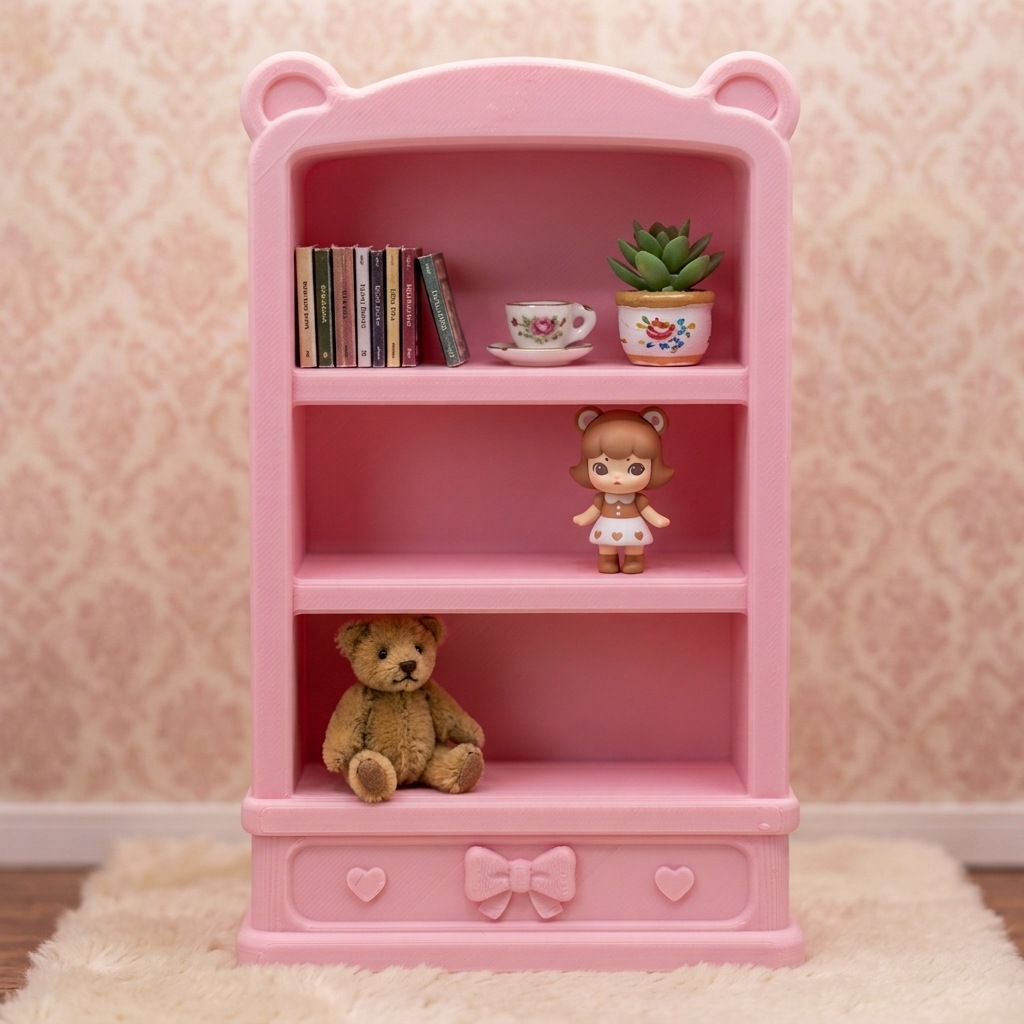 1:12 Mini Bookshelf, Playhouse, Dollhouse Decoration, Girl's Realistic Model, Miniature Cute Cartoon