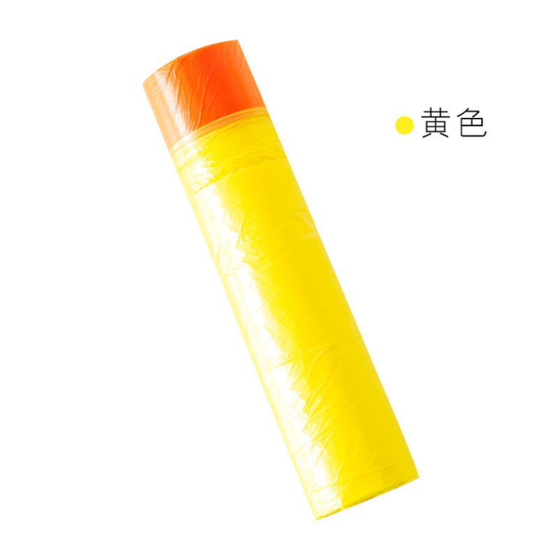 Yellow garbage bag, drawstring