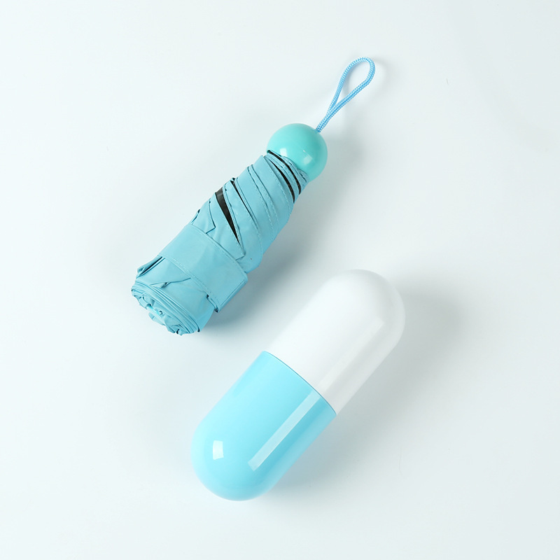 Paraguas de bolsillo plegable mini de cinco pliegues, paraguas publicitario manual tipo cápsula con impresión, paraguas portátil para dropshipping