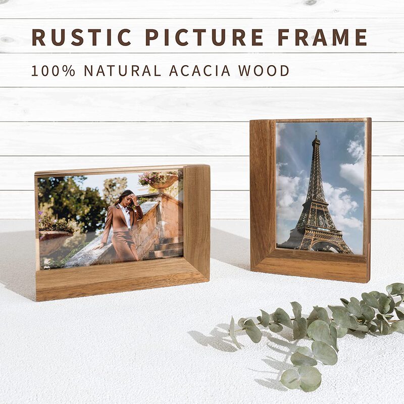 Acacia Wood Creative Photo Scandinavian Retro Personalized Half-sided Photo Frame Table Wooden Photo Frame Simple Small Painting Photo Frame