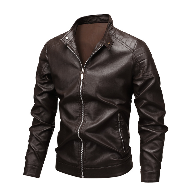 Chaqueta de cuero de hombre transfronteriza primavera y otoño nueva chaqueta coreana delgada chaqueta de motocicleta de hombre de cuello grande chaqueta pu para hombre