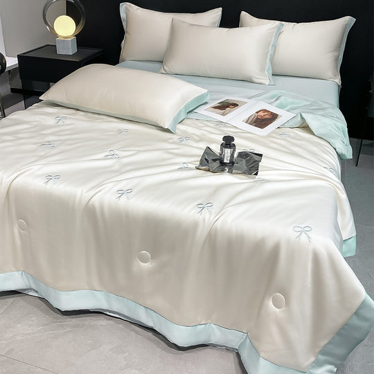 New full embroidery series washed ice silk summer quilt four-piece three-piece summer air conditioning thin quilt bedding wholesale