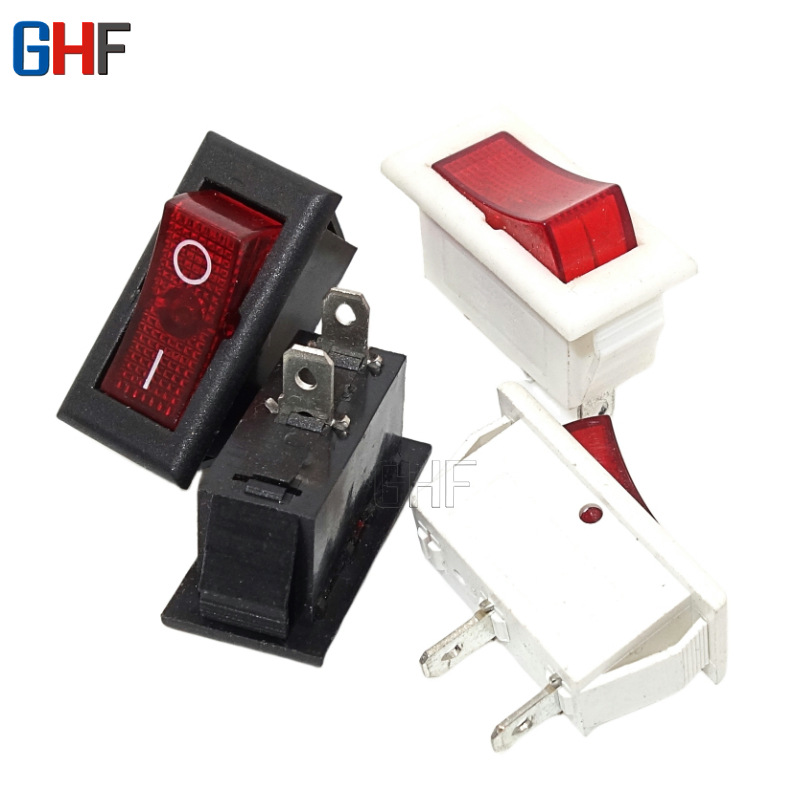 直销红色船型开关KCD3-101N KCD2 3脚2档带灯 翘板开关15A/250V