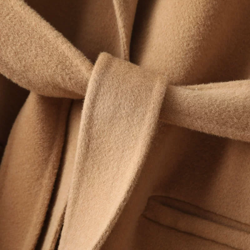 Double-sided demi-season long cashmere, suit, woolen coat, maxi length, loose fit