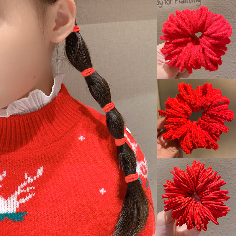 Banda de goma de los niños chino rojo diadema niñas lazo de pelo de bebé no duele el pelo Año Nuevo año pelo banda accesorios para el pelo