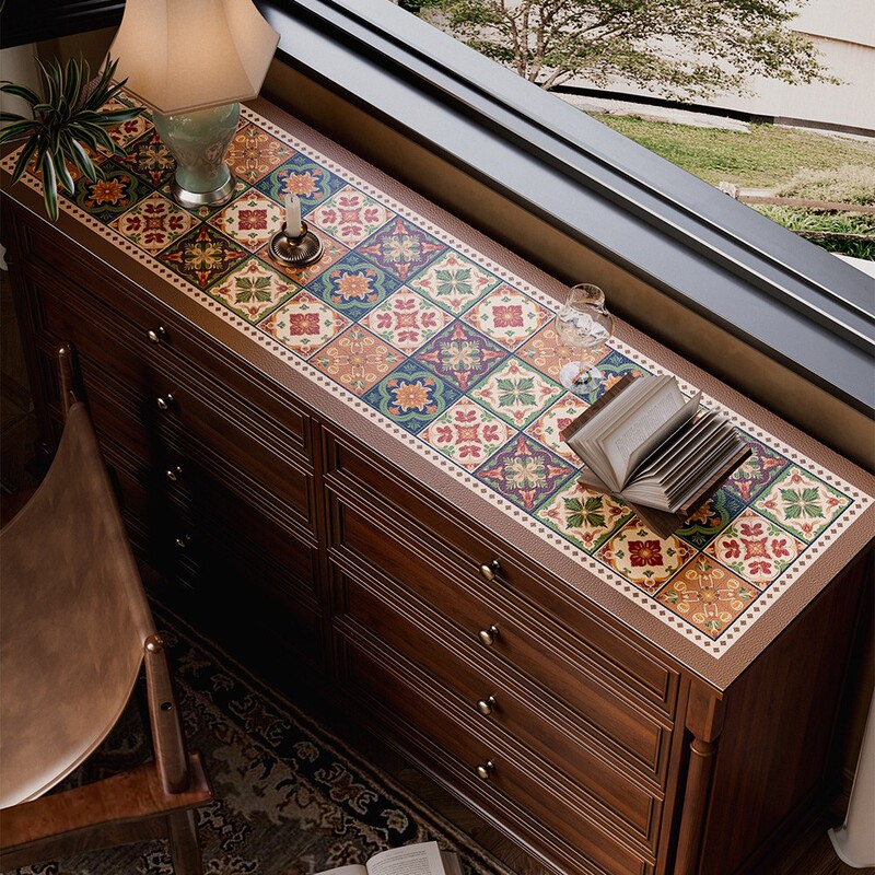 Light Luxury American Tv Cabinet Table Mat High Temperature Resistant Sideboard Desktop Protection Mat Uv Leather Cover Cloth Countertop Tablecloth