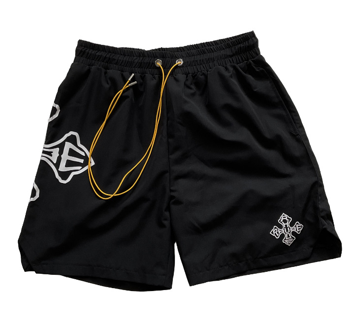 Rhude Cross Logo Shorts Embroidered Black