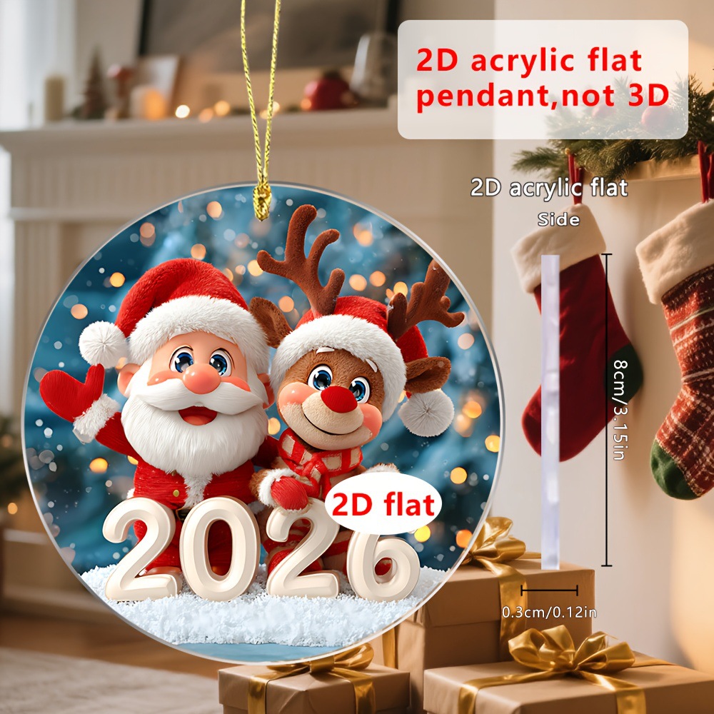 Santa Claus de Navidad bienvenido 2026 plano acrílico mochila para automóviles colgante accesorios de decoración