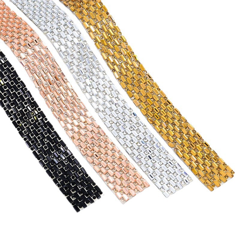 라인스톤 스트립 액세서리 DIY 보석 핫 드릴링 접착제 드릴링 스티커 가구 자체 접착 라인석 액세서리 드릴링 장식 벨트 플래시 드릴 스티커