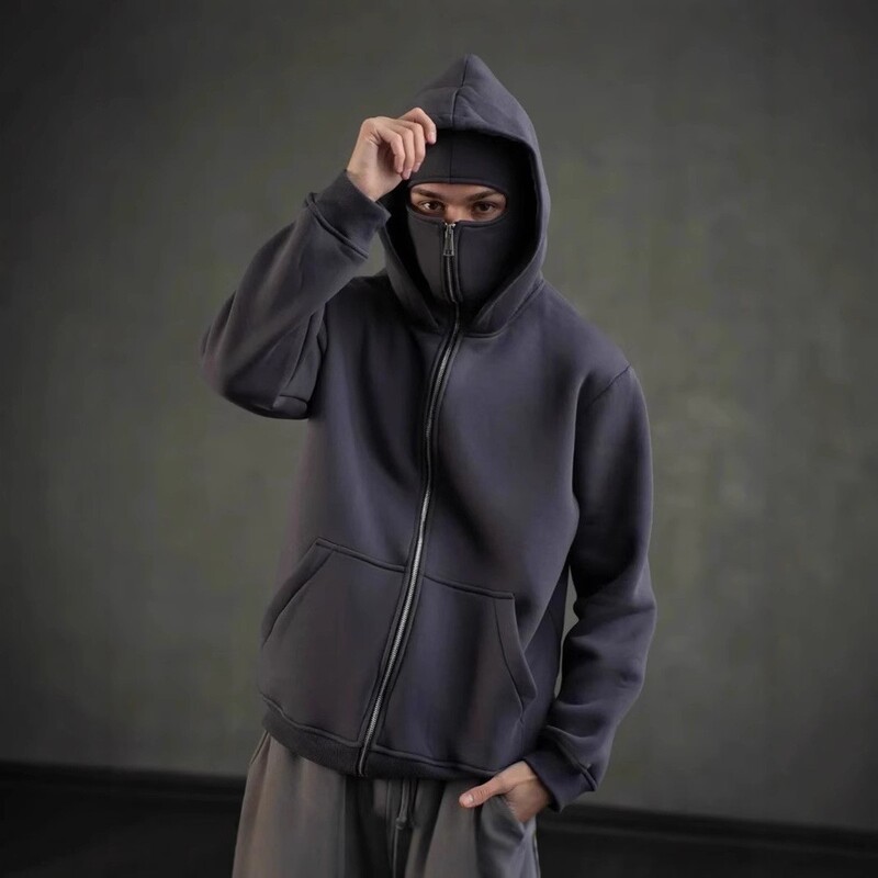 DIY Plain Spring and Autumn Trendy Brand Hoodie for Men, Fleece-Lined Zip-Up Hoodie Jacket with Double-Layer Hood Design DIY Plain Spring and Autumn Trendy Brand Hoodie for Men, Fleece-Lined Zip-Up Hoodie Jacket with Double-Layer Hood Design