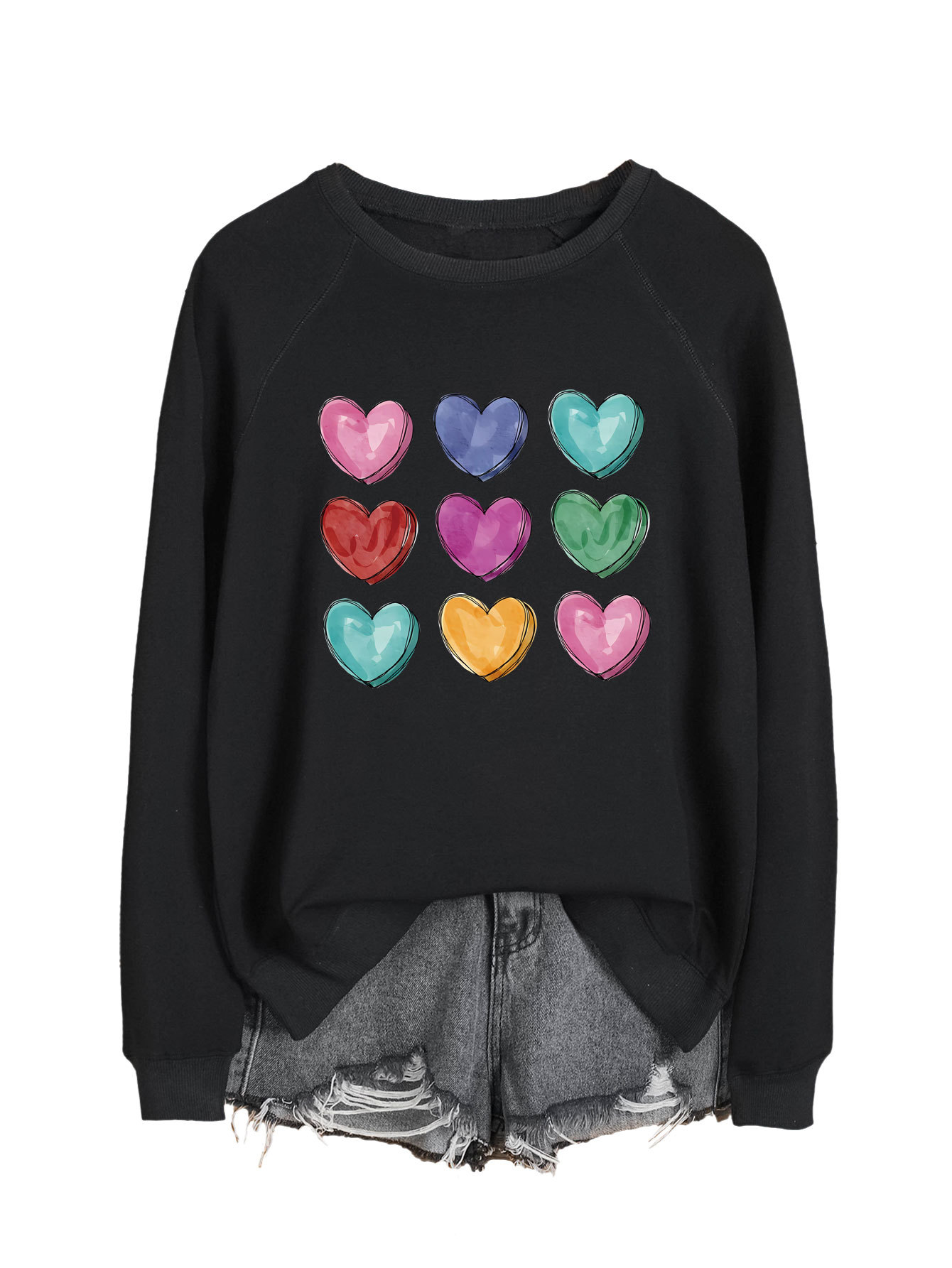 Sudaderas Con Capucha Para Mujer Manga Larga Impresión Estilo Clásico Ropa De Calle Forma De Corazón display picture 15