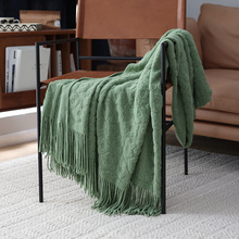 针织提花休闲毯床尾巾盖毯跨境新款工厂现货一件代发北欧纯色毛毯
