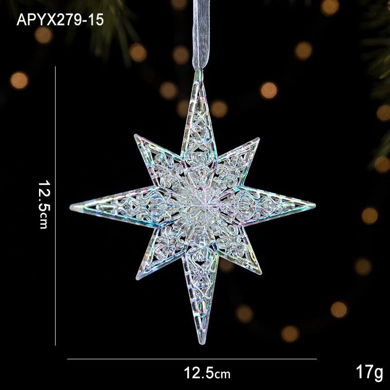 国境を越えた新しいクリスマス装飾品クリスマスツリー装飾アクリル飾り七彩透明氷晶ペンダント|undefined