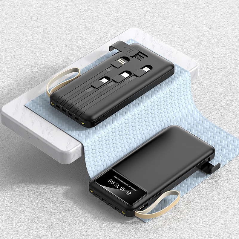 内蔵ケーブル付きモバイルバッテリー 20000mAh 急速充電 ミニ 超薄型 共有モバイル電源 パワーバンク カスタム|undefined