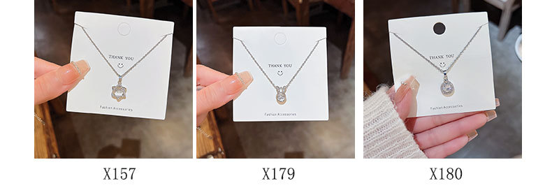 Fashion Heart Shape Bow Knot Fish Tail Titanium Steel Plating Inlay Zircon Pendant Necklace 1 Piece display picture 3