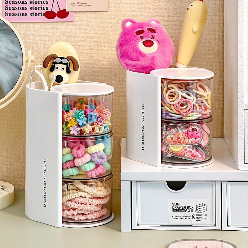 High-End Dust-Proof Powder, Light Luxury, Large-Capacity Vanity Table Makeup Sponge, Air Cushion, Lipstick, Desktop Cosmetics Storage Box
