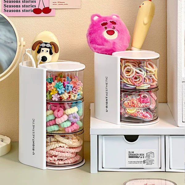 High-End Dust-Proof Powder, Light Luxury, Large-Capacity Vanity Table Makeup Sponge, Air Cushion, Lipstick, Desktop Cosmetics Storage Box