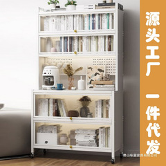 一体型壁掛けモバイルガラスフリップドアキャビネットリビングルームホワイトモダンシンプル多層収納ラックキッチンサイドボード