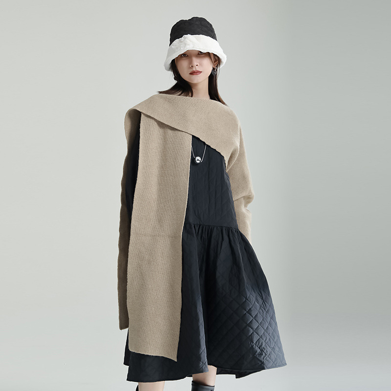 Zhongchuang rizhen 2023 diseño de nicho de invierno nuevo abrigo de algodón acolchado vestido suelto gran swing adelgazante abrigo largo de algodón acolchado para mujeres